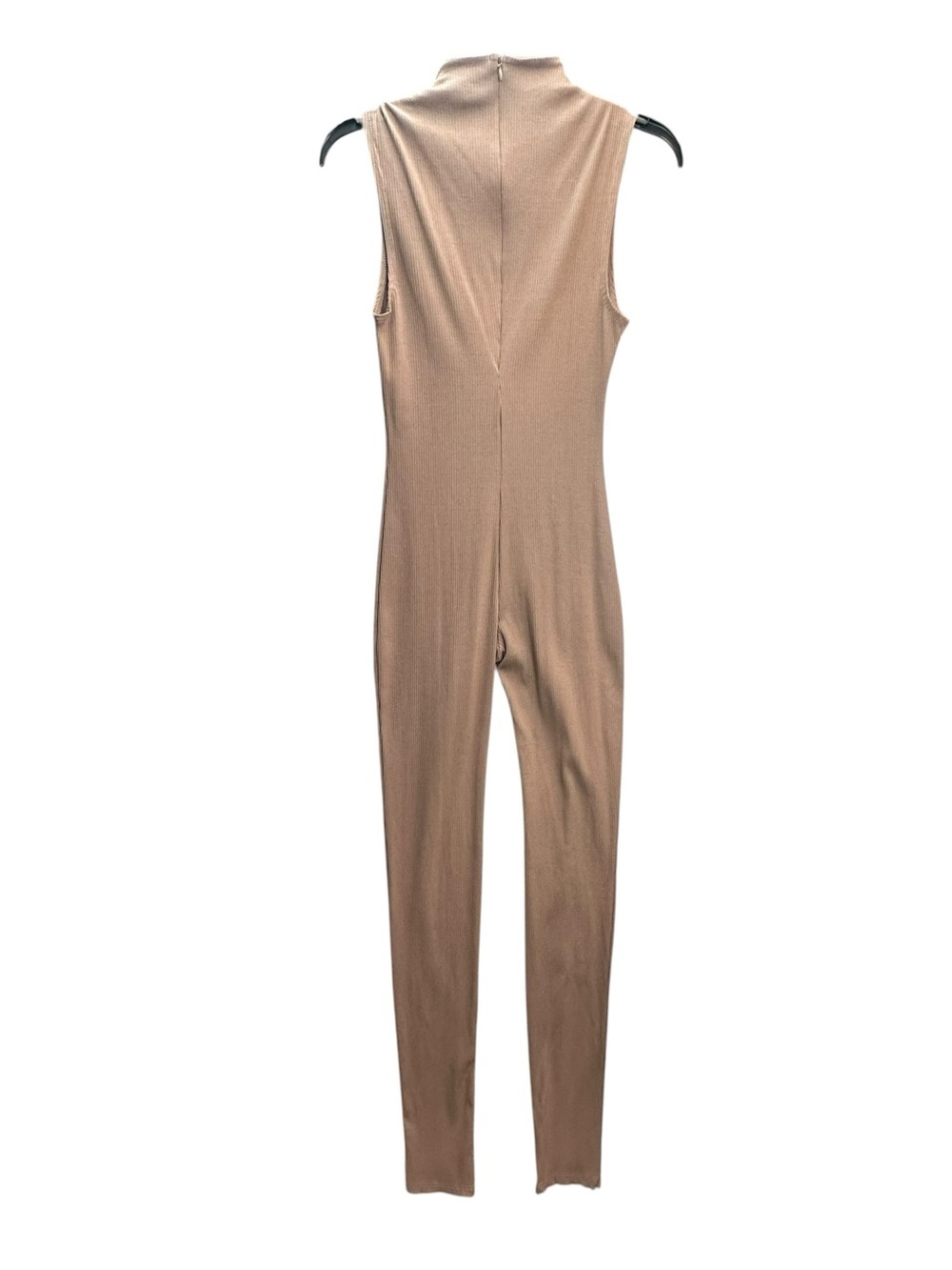 Lilly’s Kloset Brown Ribbed Mock Neck Sleeveless Jumpsuit Catsuit L NWT - Picture 3 of 10